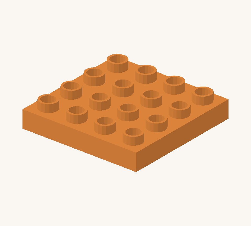 Place the orange square plate on the table for the feet. New additions are shown in their original colours; earlier pieces are lighter.