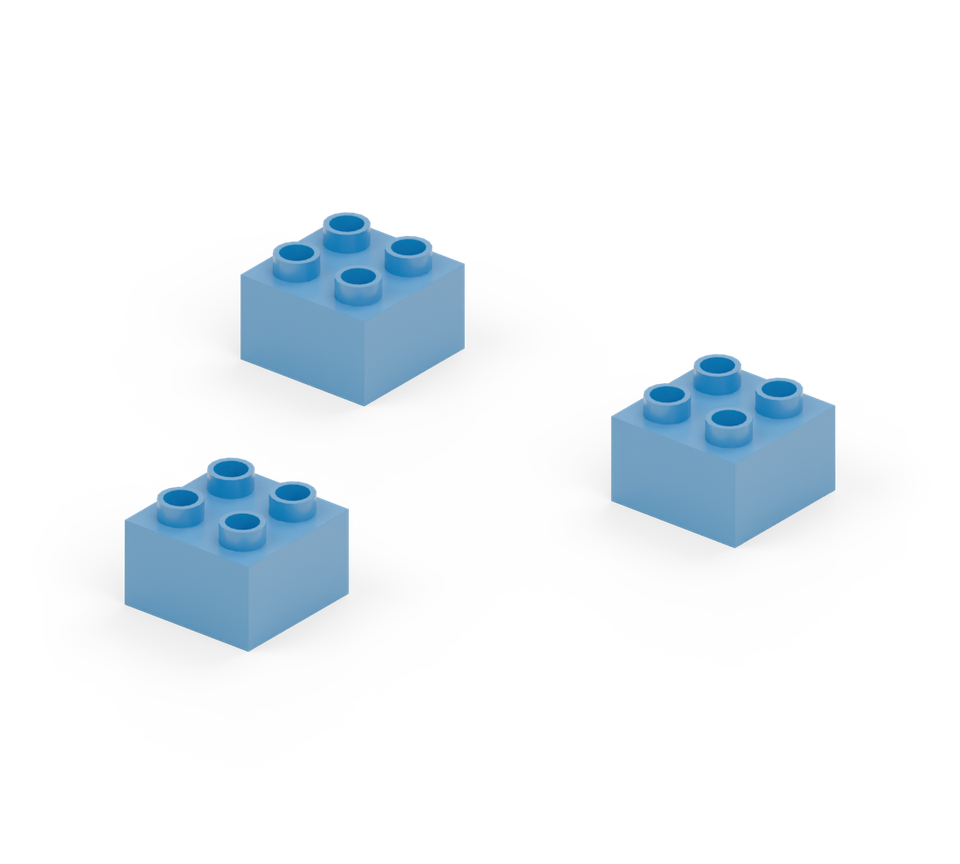 Step 1: Place two green curved bricks side by side, with their rounded ends towards you.