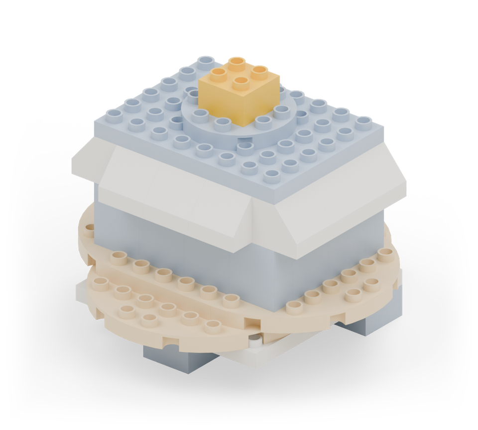 Step 16: Finish with a yellow square brick in the centre as a low cockpit beacon.