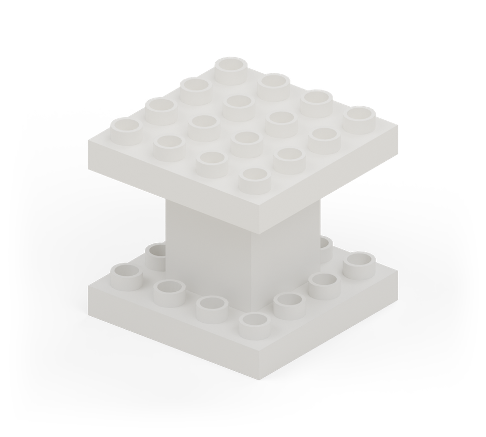 Step 2: Centre a white 4 × 4 plate on the stand, lined up with the plate below.