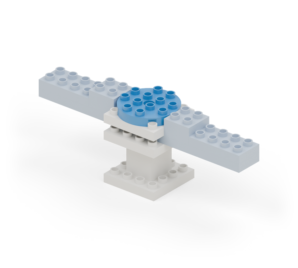 Step 7: Centre a blue round plate on the white body.