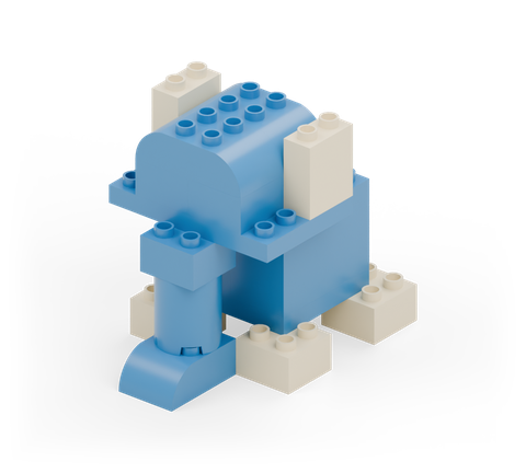 Blue elephant, a brick build