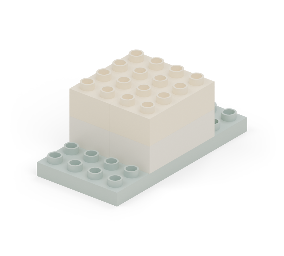Add a cream square brick directly above each cream brick.
