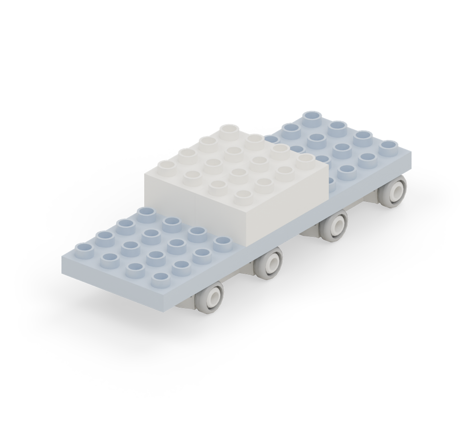 Bridge the middle floor seam with two white long bricks side by side. New additions are shown in their original colours; earlier pieces are lighter.