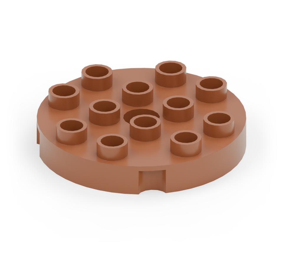 Set the brown round plate down for the base of the flowerpot.