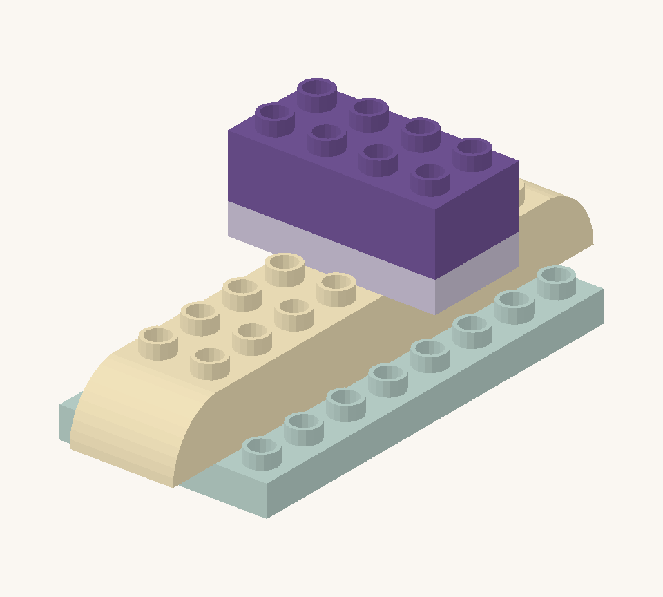 Start the shell with a purple long brick across that plate. New additions are shown in their original colours; earlier pieces are lighter.