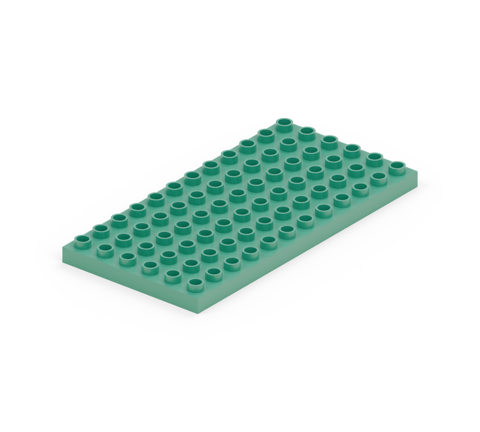 Place the green large base plate with its twelve-stud length running from back to front.