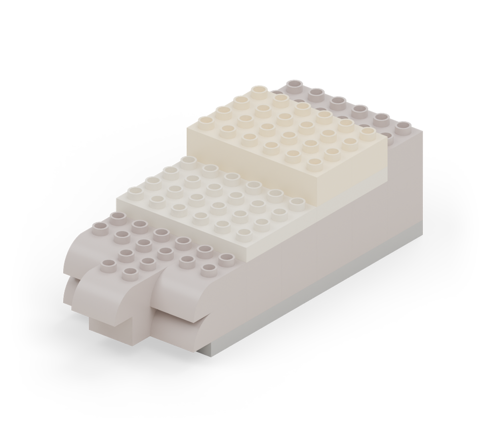 Step 12: Put two cream 2 × 6 bricks across the removable deck, one behind the other. These planks join to the cream plate beneath and lift off with it.