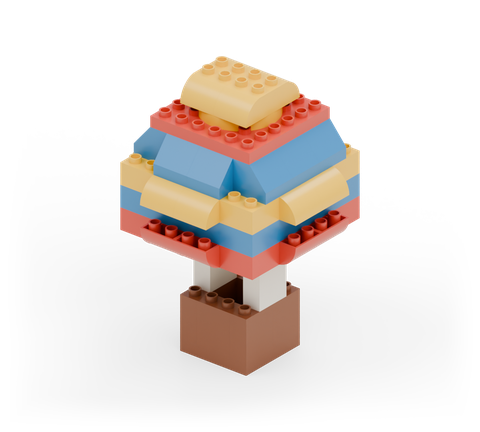 Rainbow hot-air balloon, a brick build