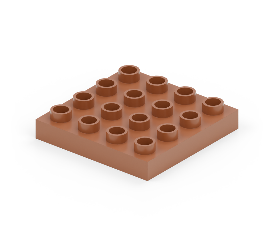 Step 1: Lay a brown 4 × 4 plate flat.