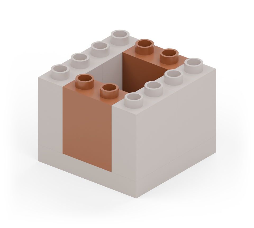 Step 3: Close the back and front gaps with one brown wall brick across each end.