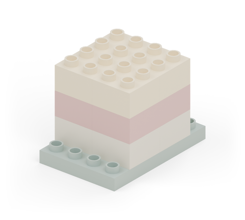 Add another cream layer with four square bricks.