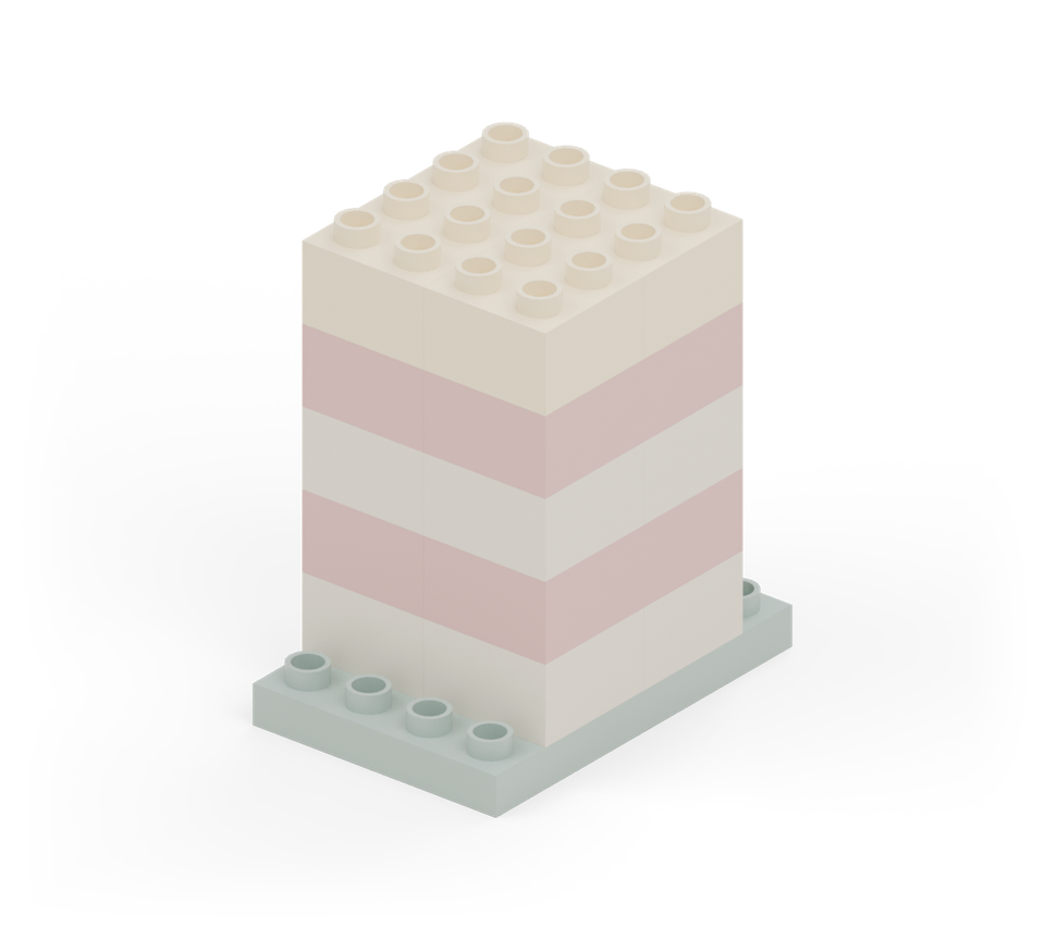 Add another cream layer with four square bricks.