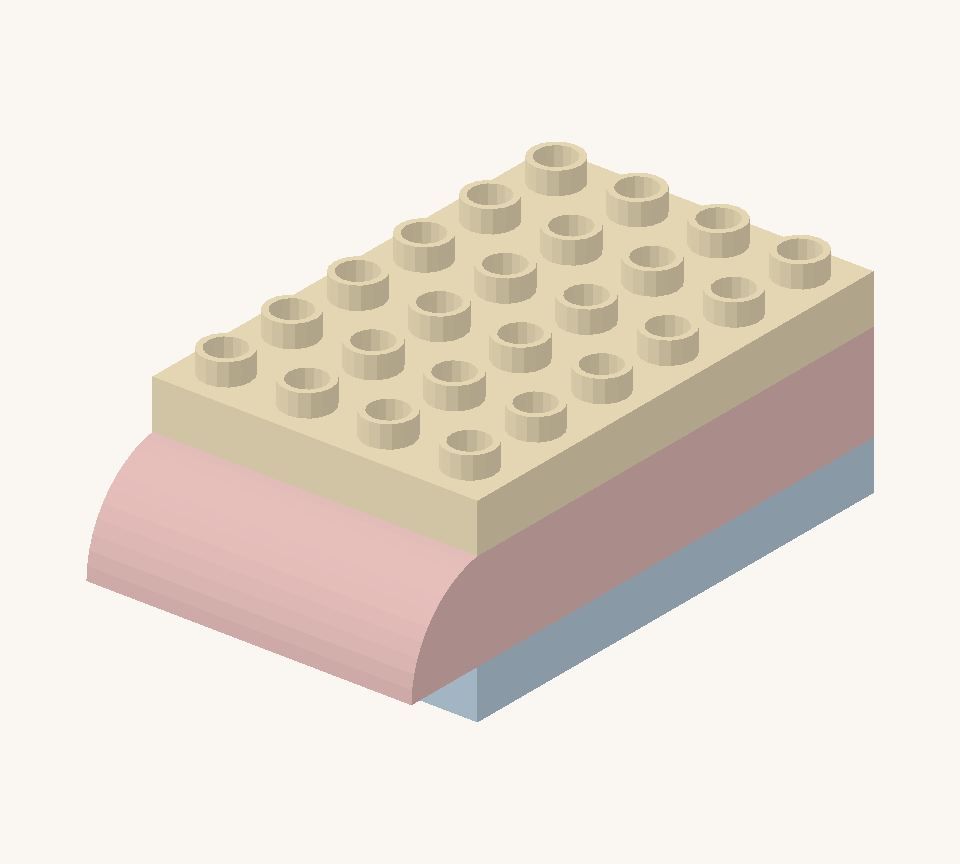 Cover the hull with the cream wide plate, lined up with the blue waterline plate. New additions are shown in their original colours; earlier pieces are lighter.
