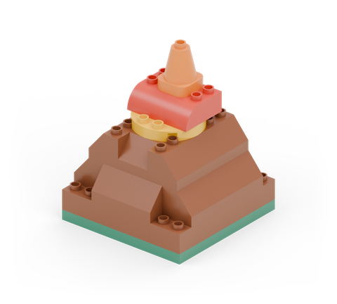 Lava-reveal volcano, a brick build