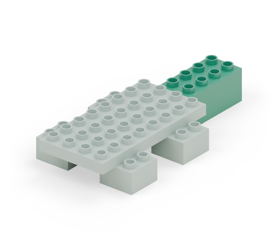Chunky crocodile - step 3, new pieces in colour