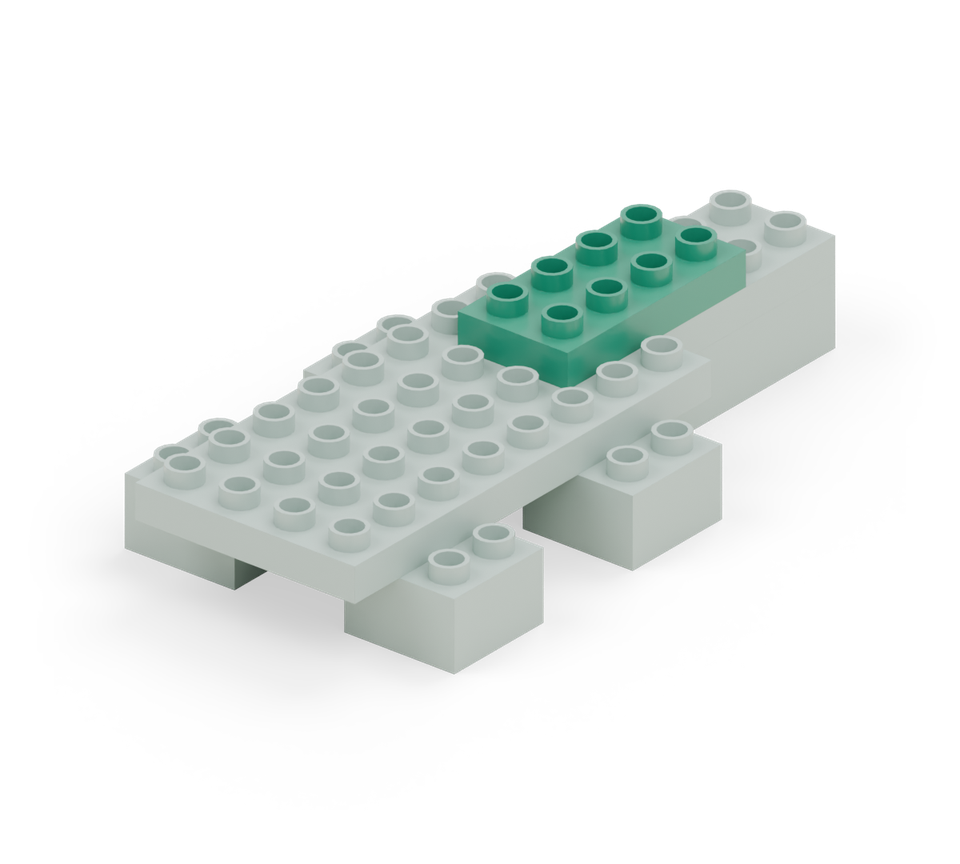 Chunky crocodile - step 4, new pieces in colour