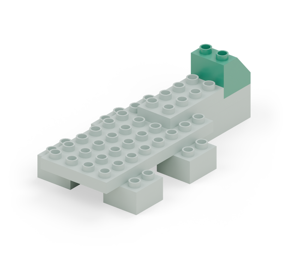 Chunky crocodile - step 5, new pieces in colour
