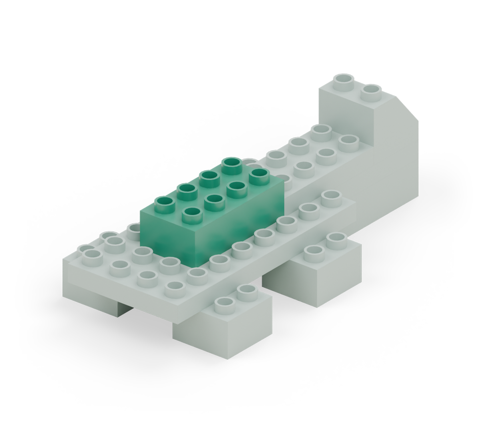 Chunky crocodile - step 6, new pieces in colour