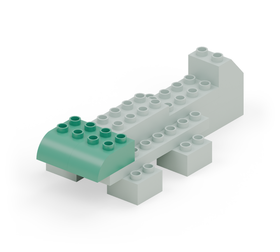 Chunky crocodile - step 7, new pieces in colour