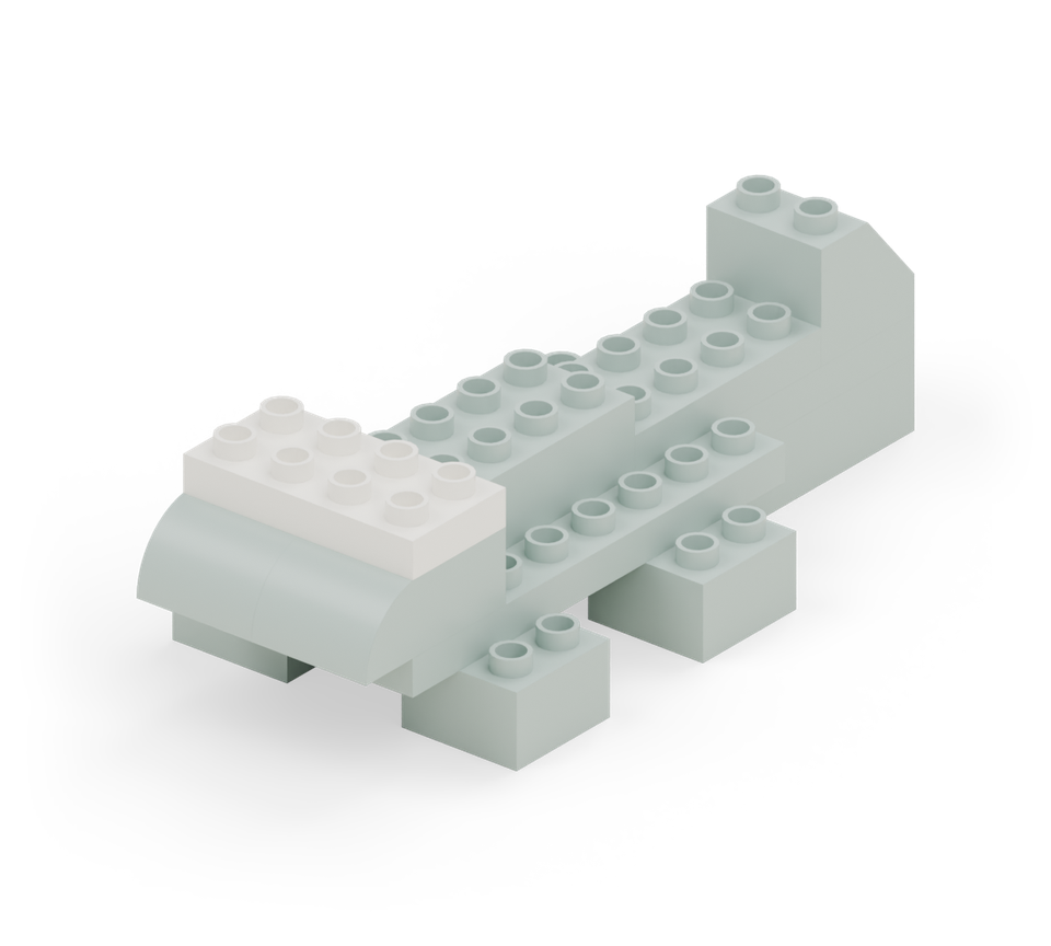 Chunky crocodile - step 8, new pieces in colour