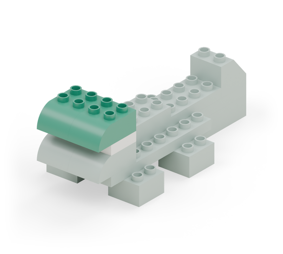 Chunky crocodile - step 9, new pieces in colour