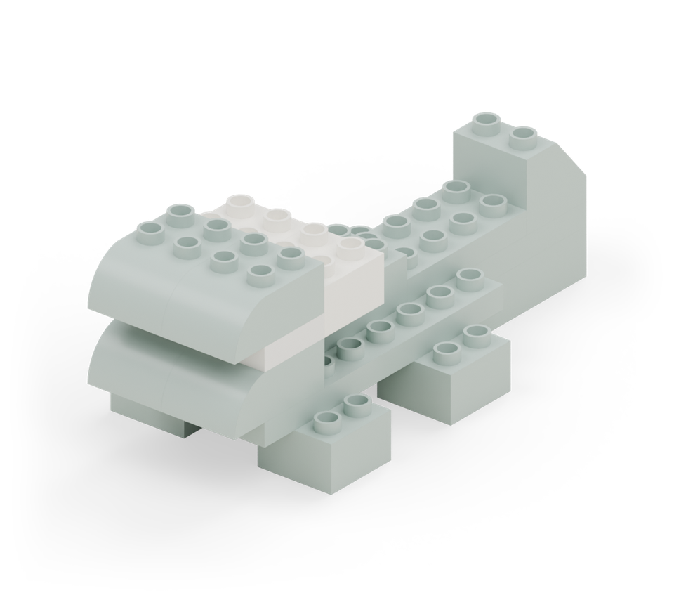 Chunky crocodile - step 10, new pieces in colour