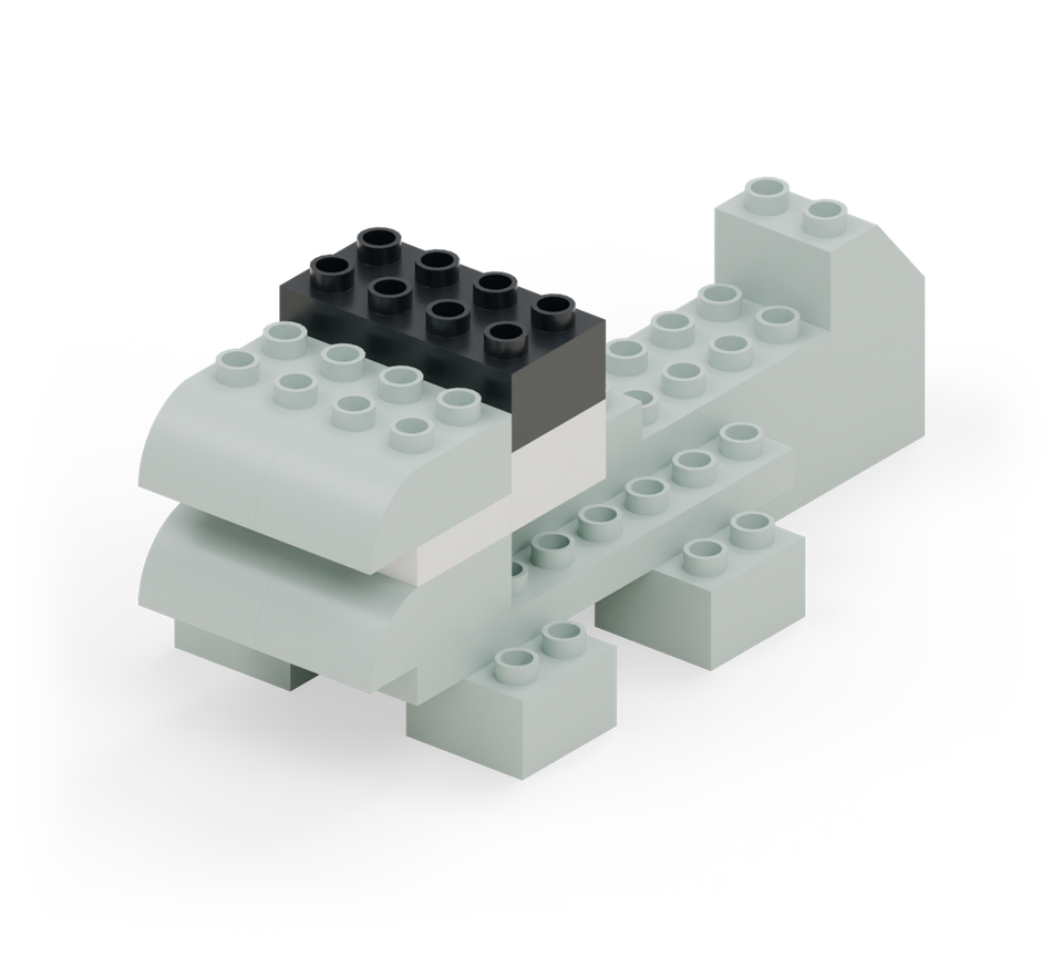 Chunky crocodile - step 11, new pieces in colour