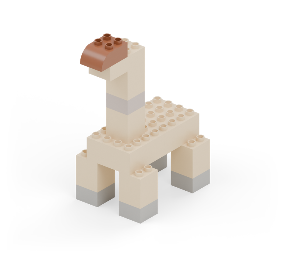 Long-neck giraffe - step 9, new pieces in colour