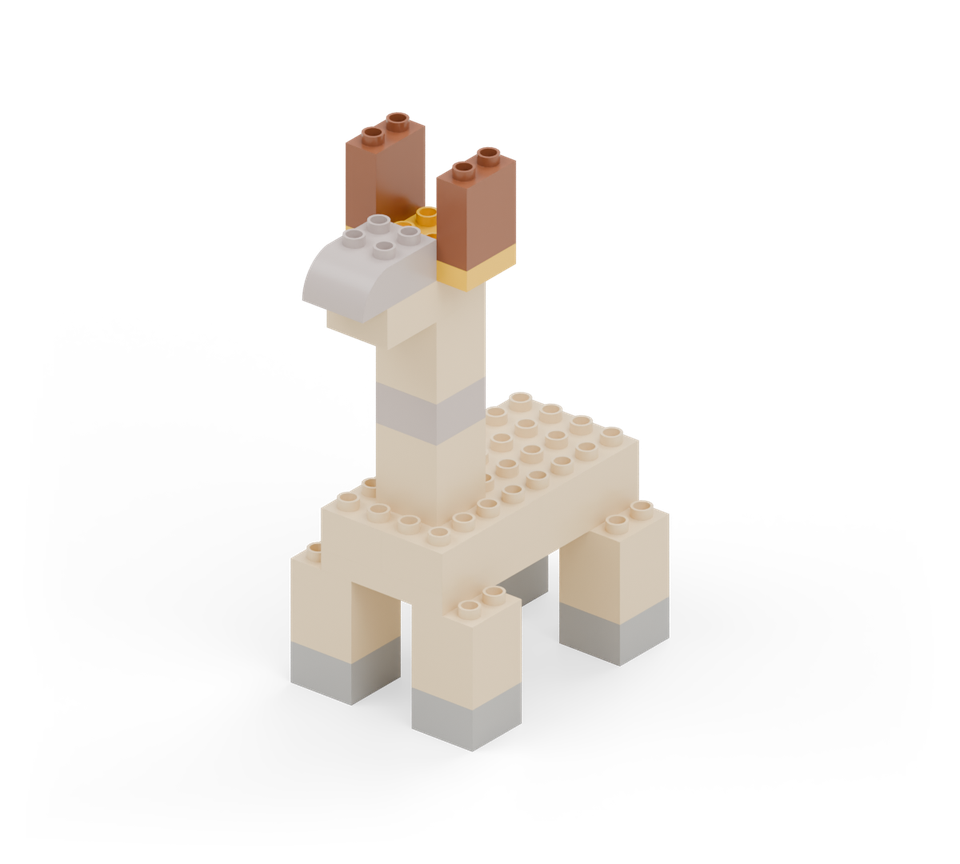 Long-neck giraffe - step 10, new pieces in colour