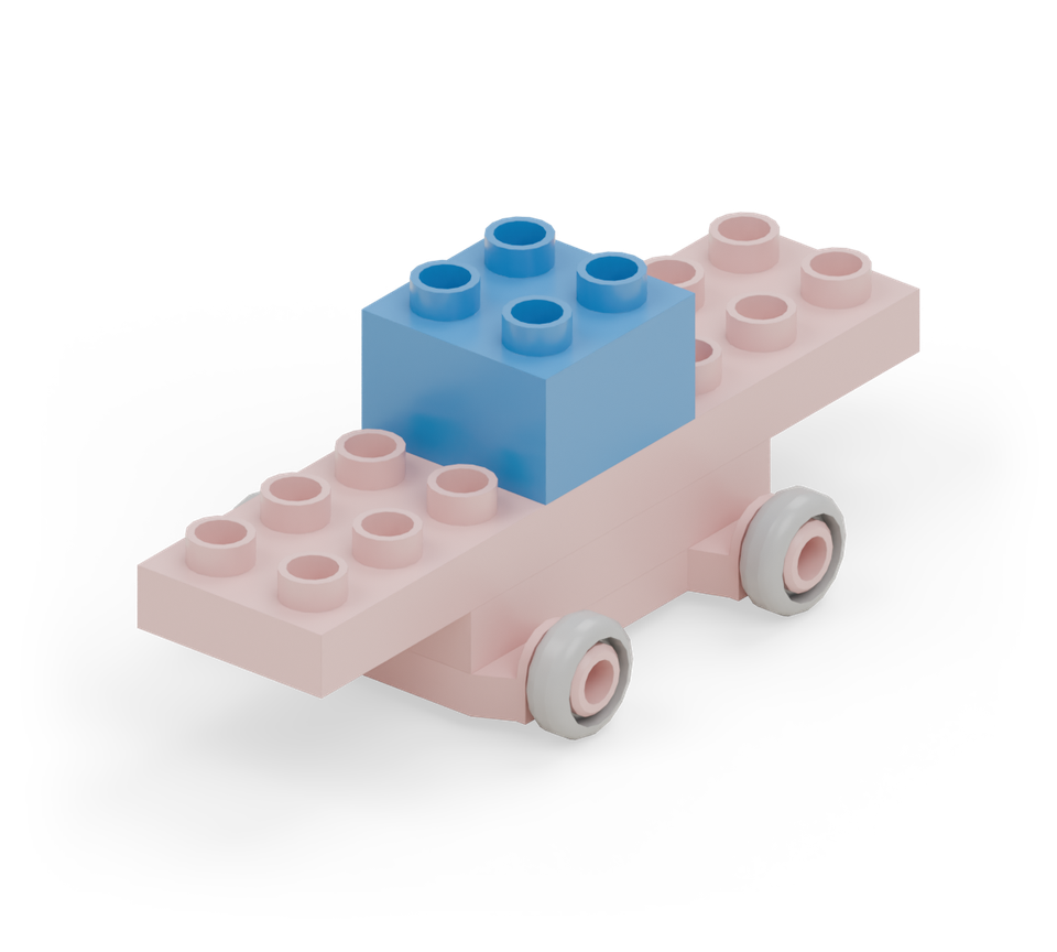 Little car - step 4, new pieces in colour