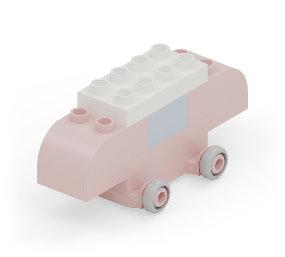 Little car - step 6, new pieces in colour