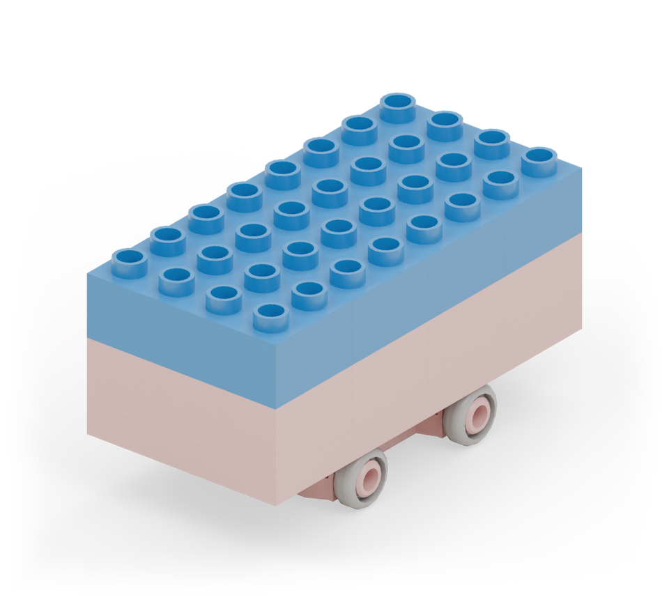 Mini double-decker bus - step 4, new pieces in colour