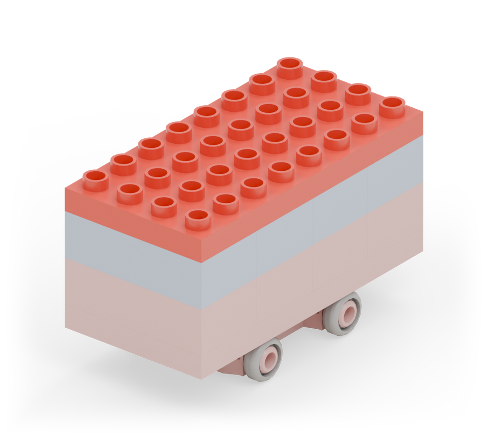 Mini double-decker bus - step 5, new pieces in colour