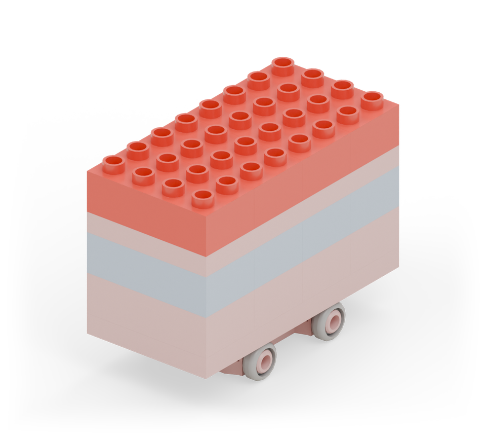 Mini double-decker bus - step 6, new pieces in colour