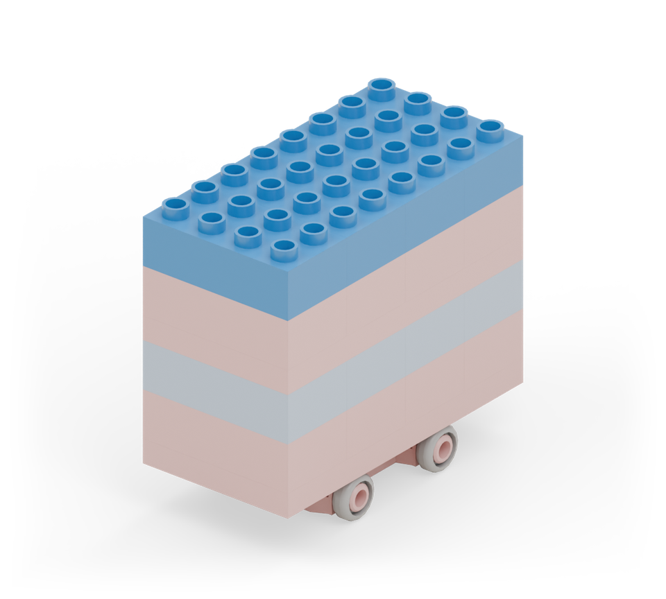 Mini double-decker bus - step 7, new pieces in colour