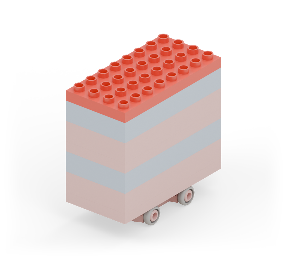 Mini double-decker bus - step 8, new pieces in colour