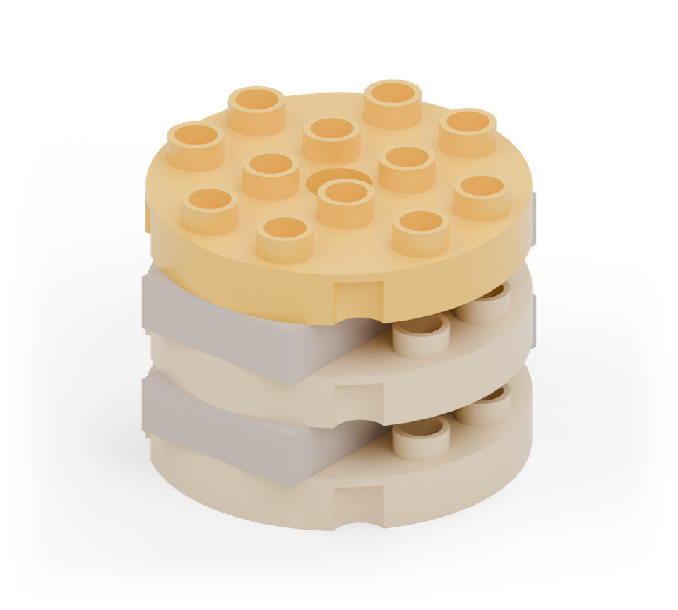 Pancake stack - step 5, new pieces in colour
