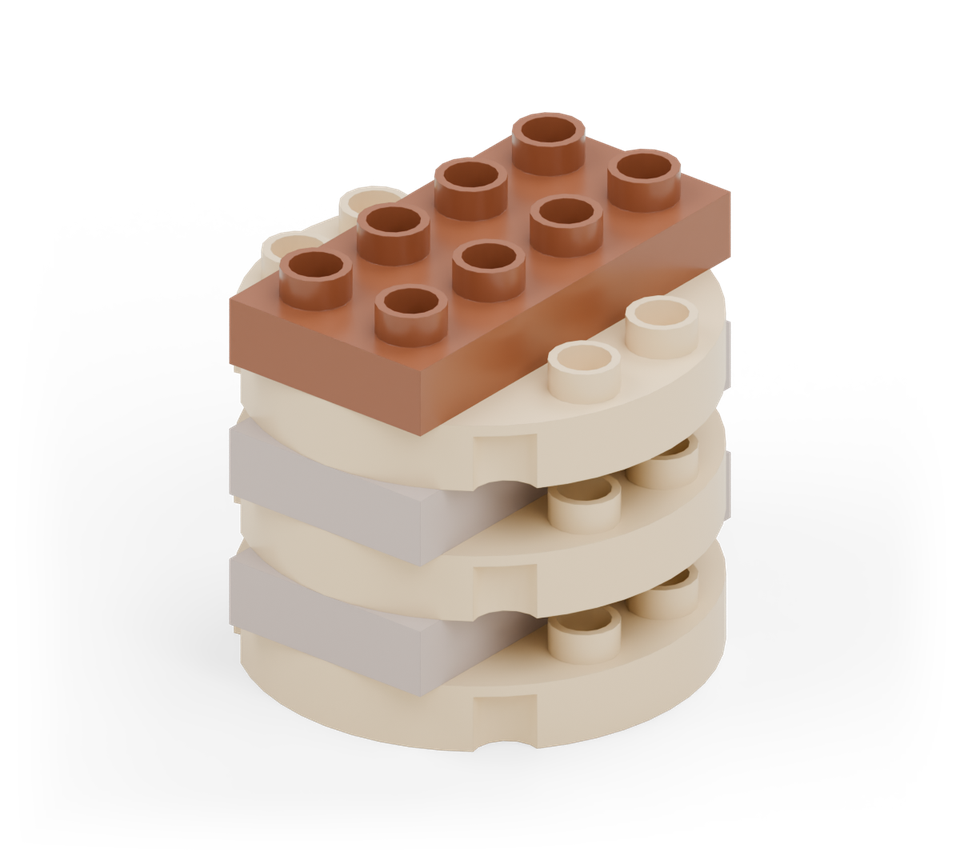 Pancake stack - step 6, new pieces in colour
