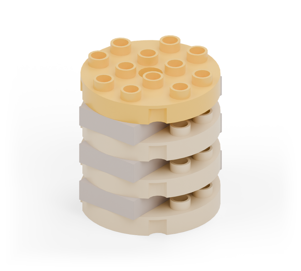 Pancake stack - step 7, new pieces in colour