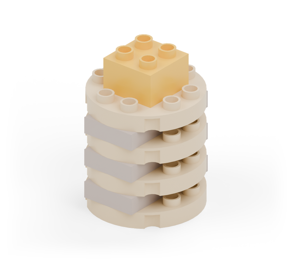 Pancake stack - step 8, new pieces in colour