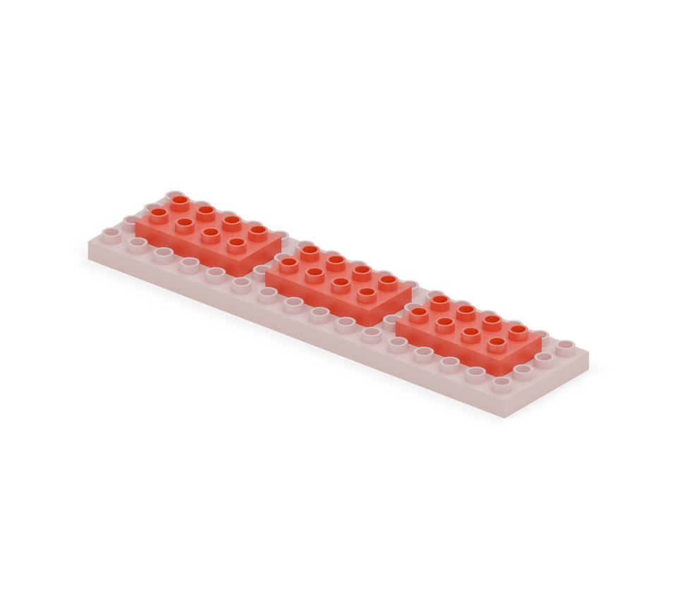 Sushi tray trio - step 2, new pieces in colour