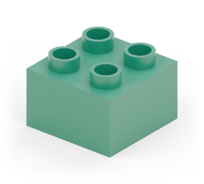 Green 2 × 2 brick