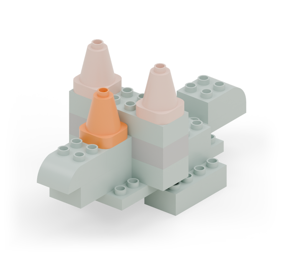 Step 11: Put the third orange cone on the green square behind the rounded nose.