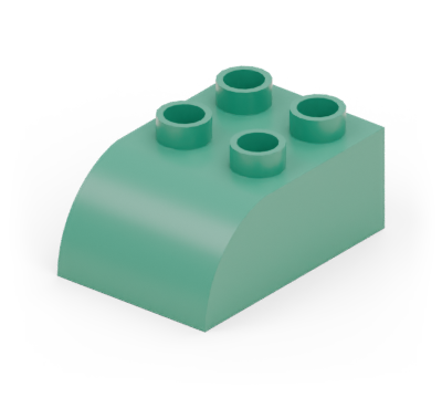 Green 2 × 3 curved brick