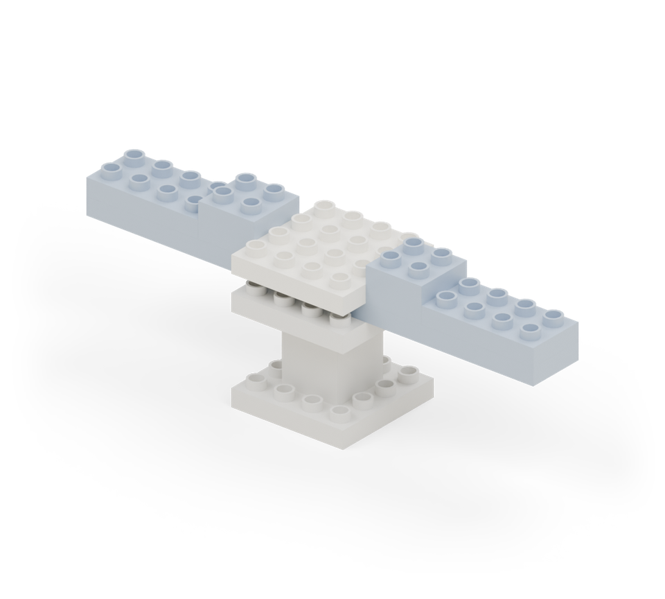 Step 6: Join the wings with a white 4 × 4 plate centred above the body.