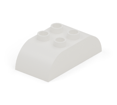 White 2 × 4 double-curved brick