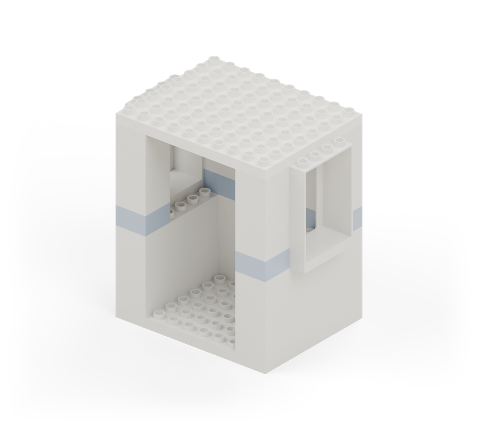 Step 12: Lay two white 4 × 8 plates and a white 2 × 8 plate across the walls, in the same arrangement as the floor.
