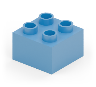 Blue 2 × 2 brick