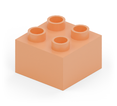 Orange 2 × 2 brick